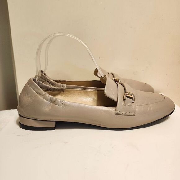 Bruno Magli "Vinny" Taupe Luxe Leather Block Heels Loafers sz. 6.5/37 MSRP $395 - Picture 4 of 7